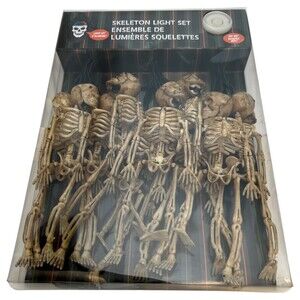 Skeleton String Lights Halloween Realistic Style Bones Spooky Scary 10 Pc NIB